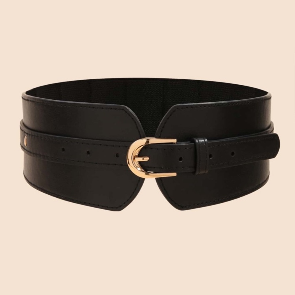 New! Black Corset Belt Vegan Leather Wide (7463) NWOT
